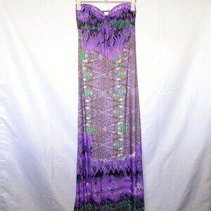 Mizumi Purple Print Tube Maxi Dress